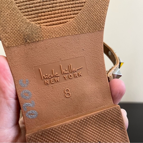 Nicole Miller Silver Studded Slide In Sandals - Picture 8 of 9